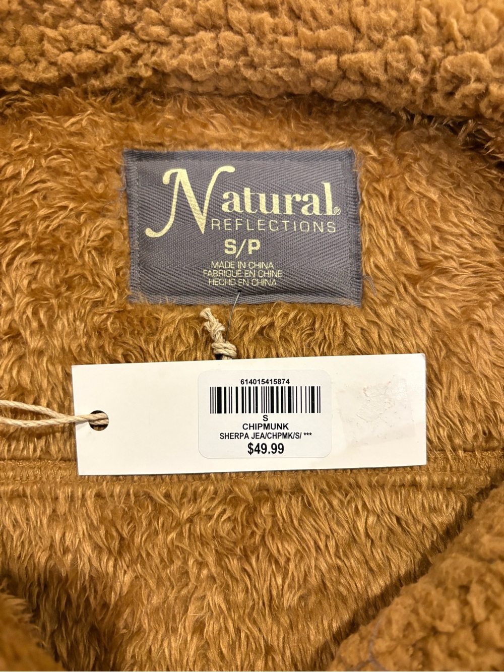 Natural Reflections Sherpa Fleece Trucker Jacket Camel Brown women’s small NWT - Picture 13 of 17